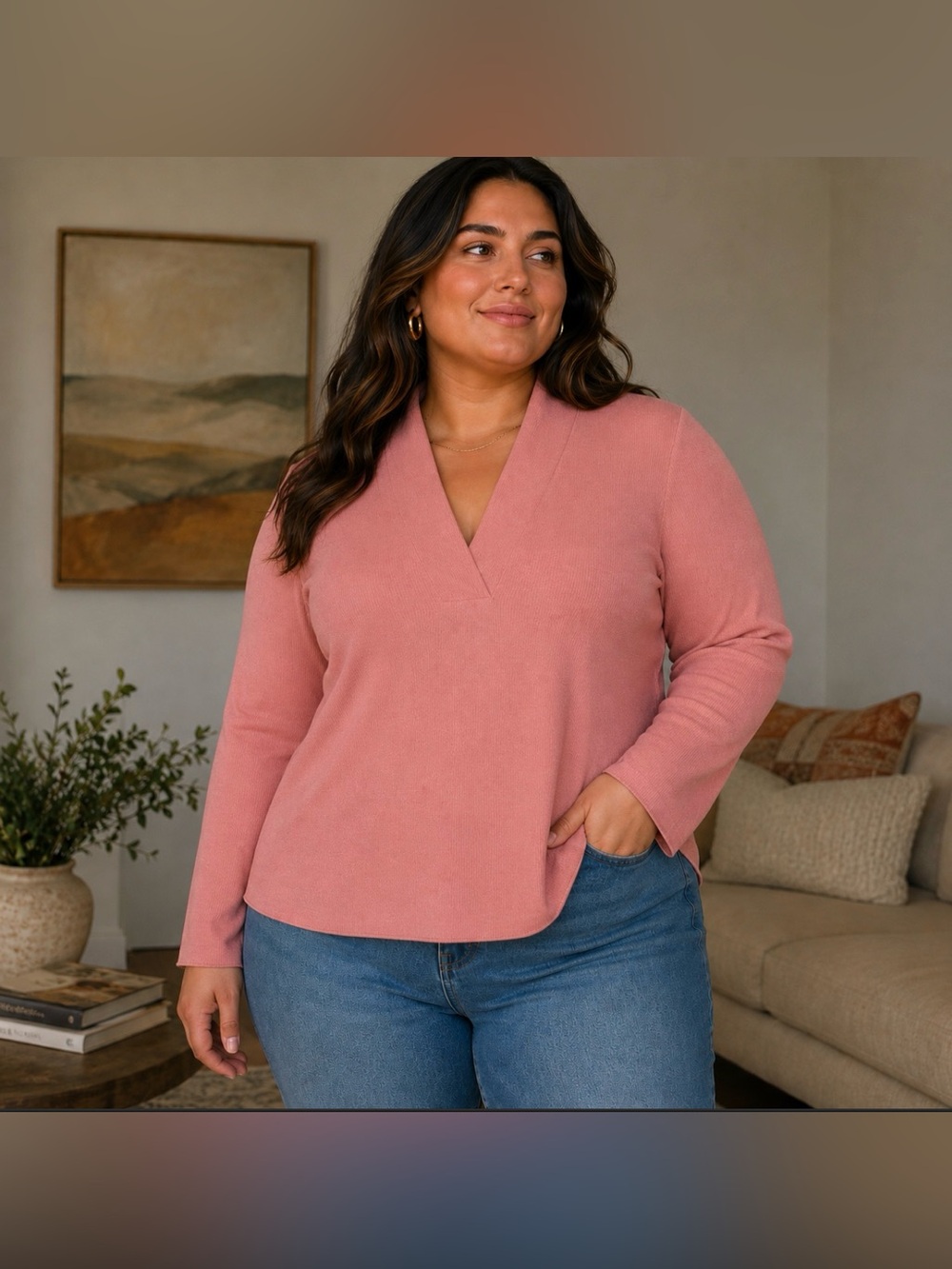 Lane Bryant Ribbed V Neck Sweater Size 22 24